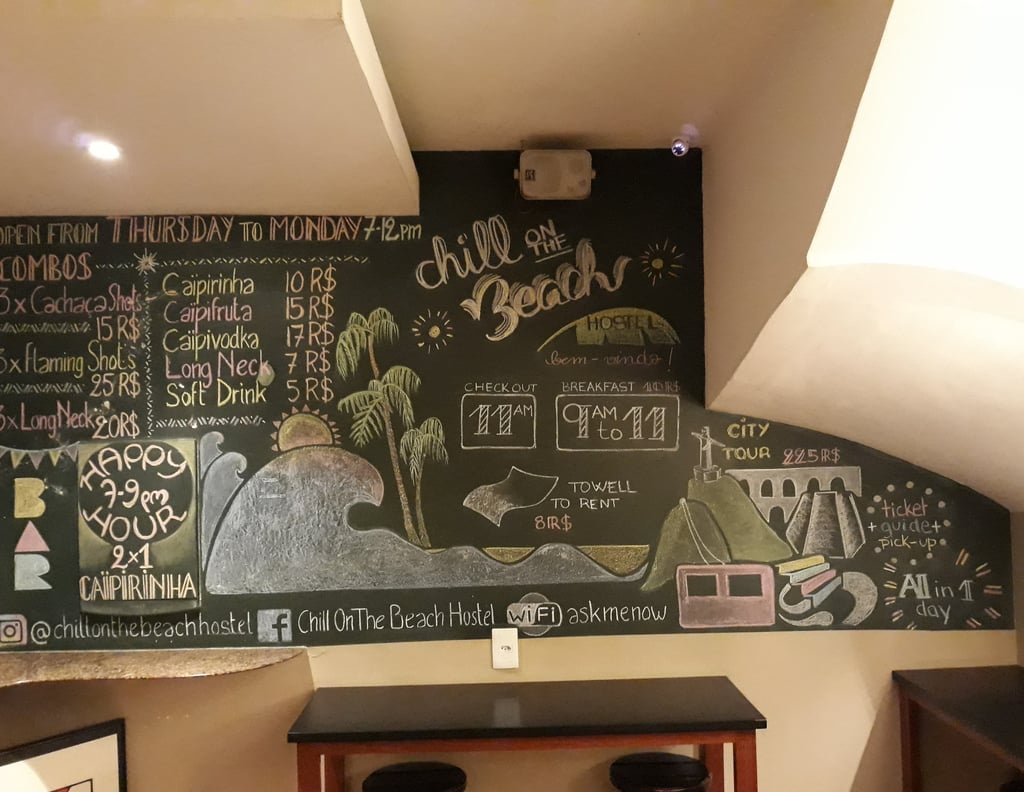 fresque tableau craie hostel brésil