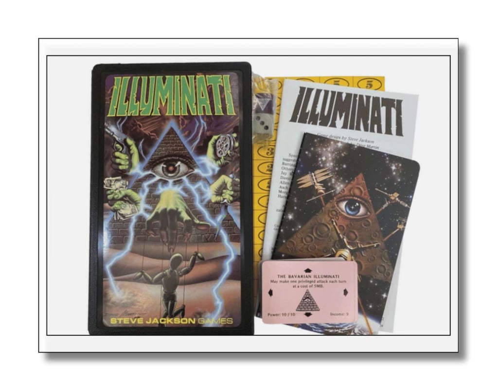 O primeiro jogo illuminati foi lançado em 1982 no formato Pocket Box (formato de bolso) pela SJG