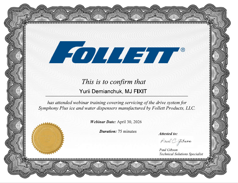 follett servicing drive system certificate