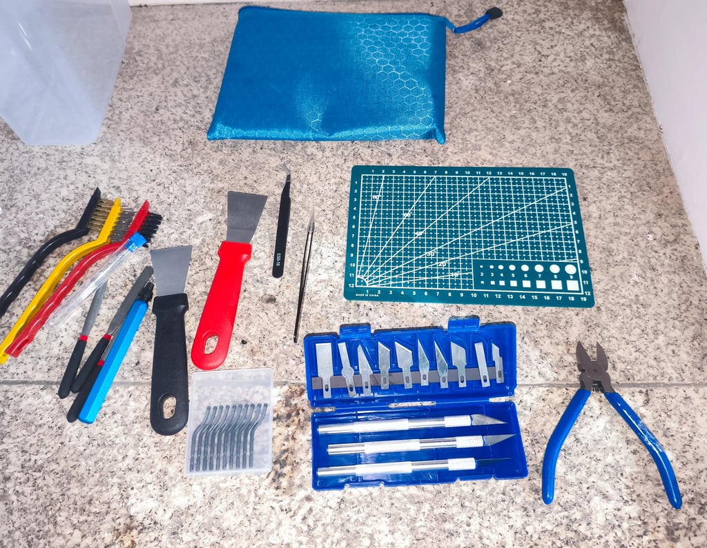 Kit de limpeza e acabamento para peças PLA e PETG com vários acessórios