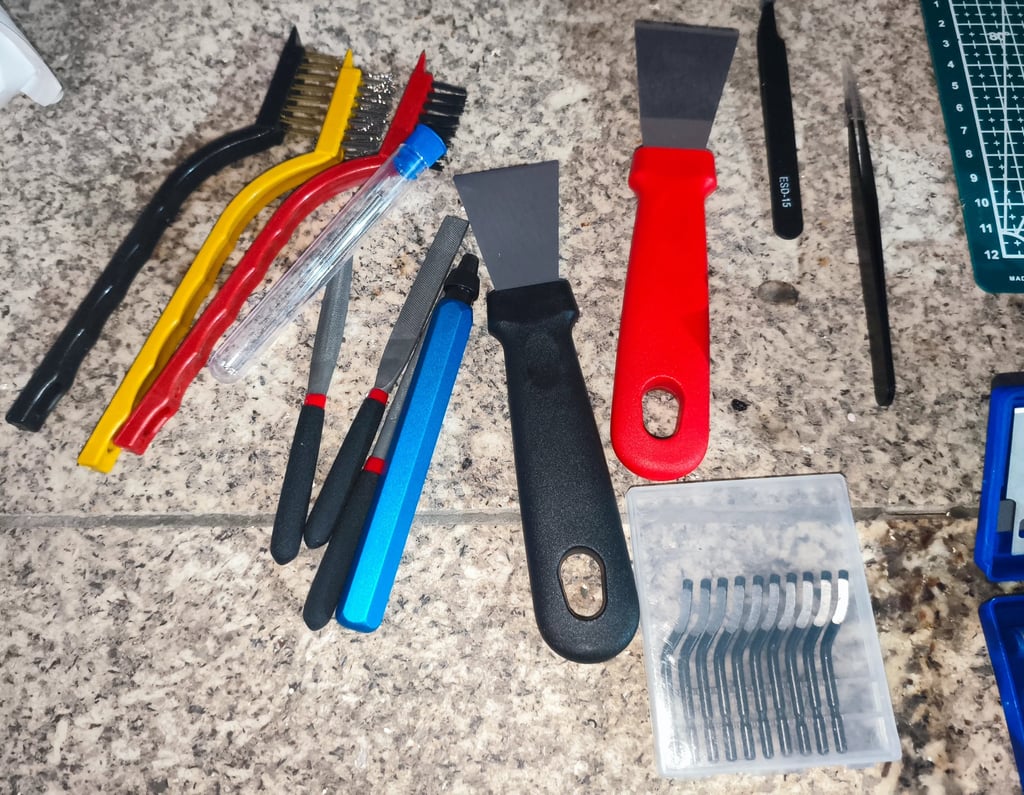Kit de ferramentas para acabamento de peças de impressão 3D com acessórios variados