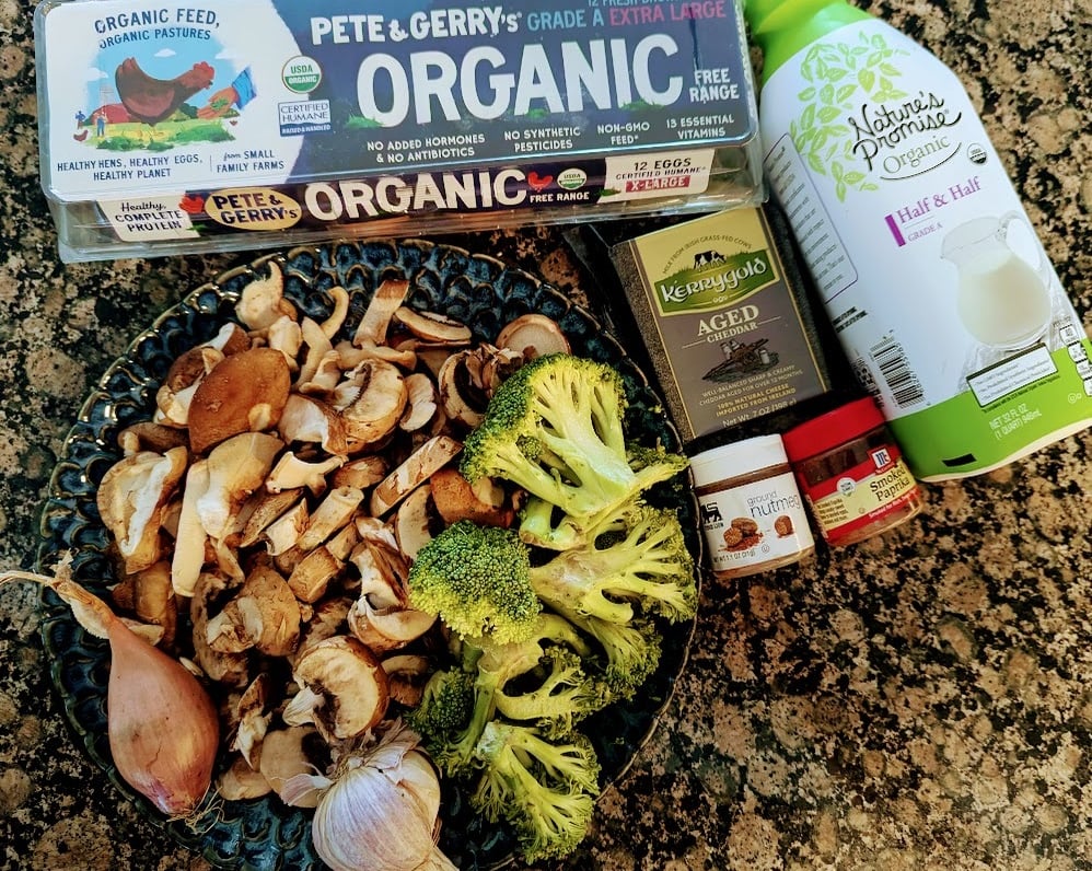 Ingredients for mushroom quiche