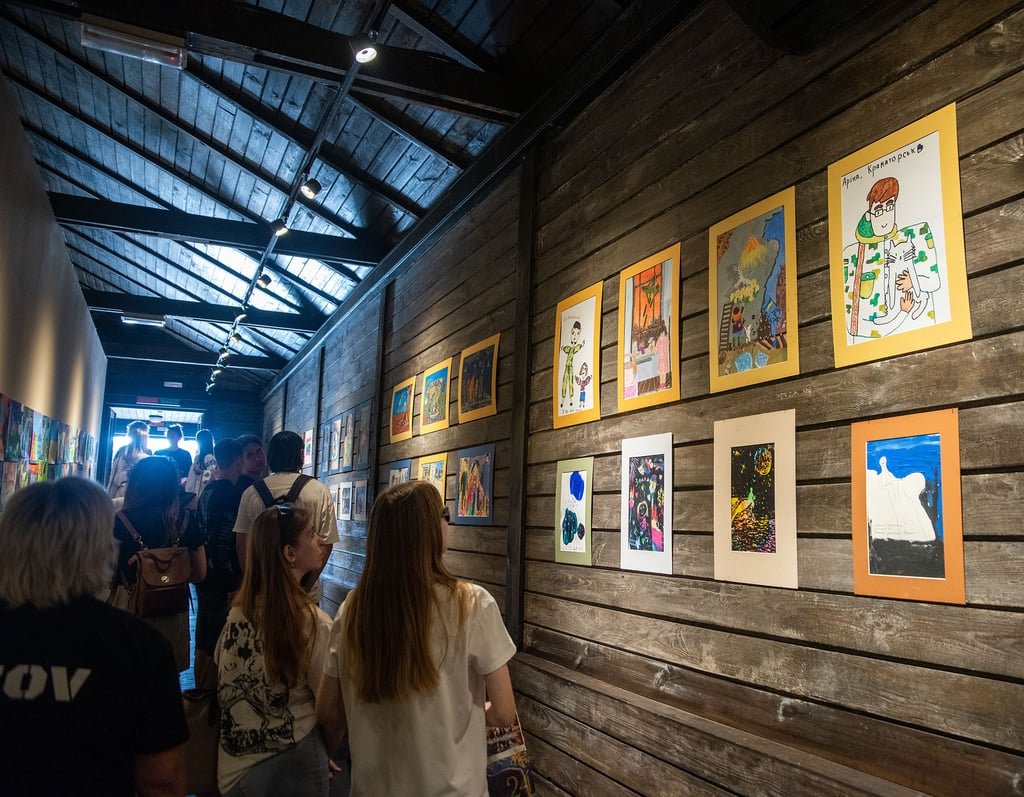 exhibition showing Ukrainian children's paintings in Lviv