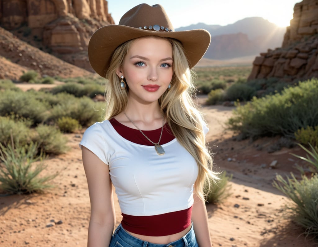 A woamn standing in the Arizona desert