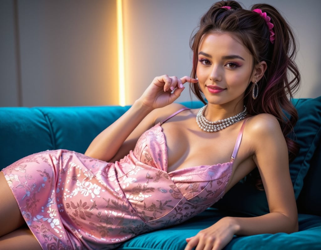 A woman lying on a sofa