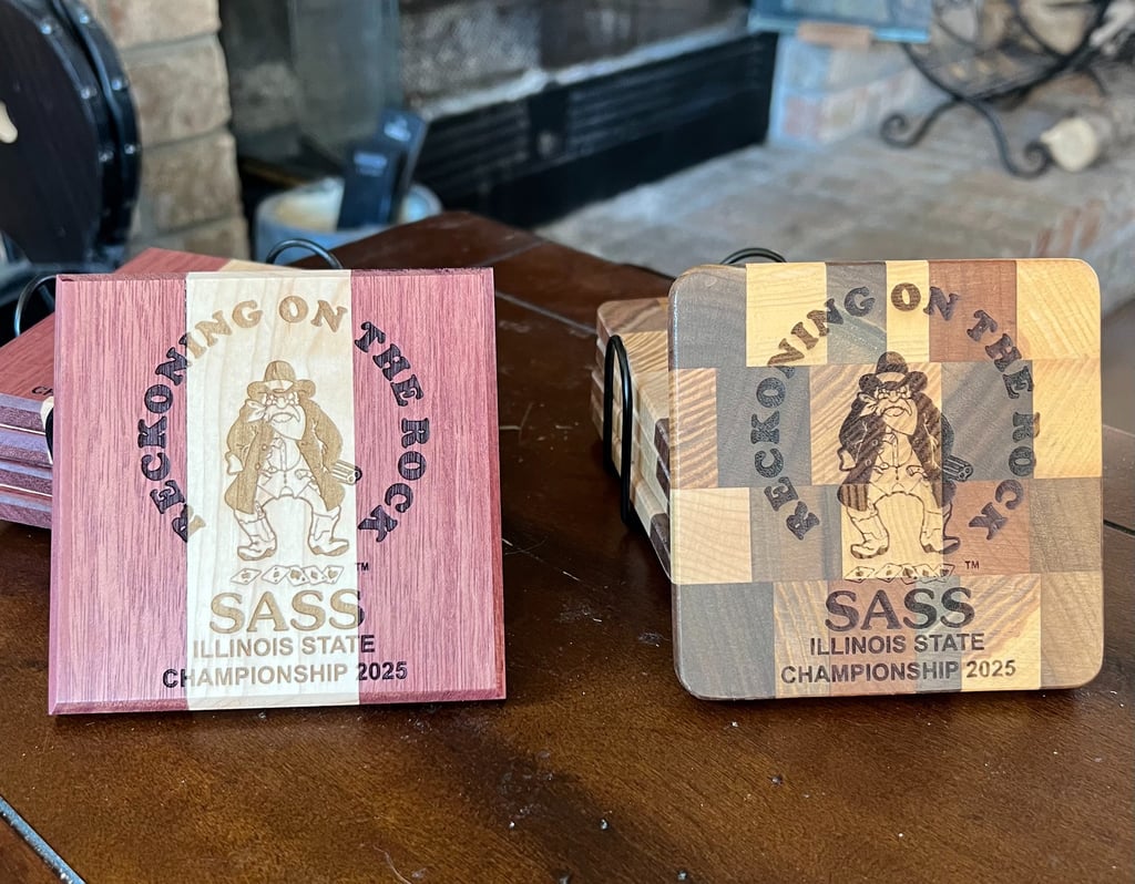 Reckoning on the Rock engraved coaster set