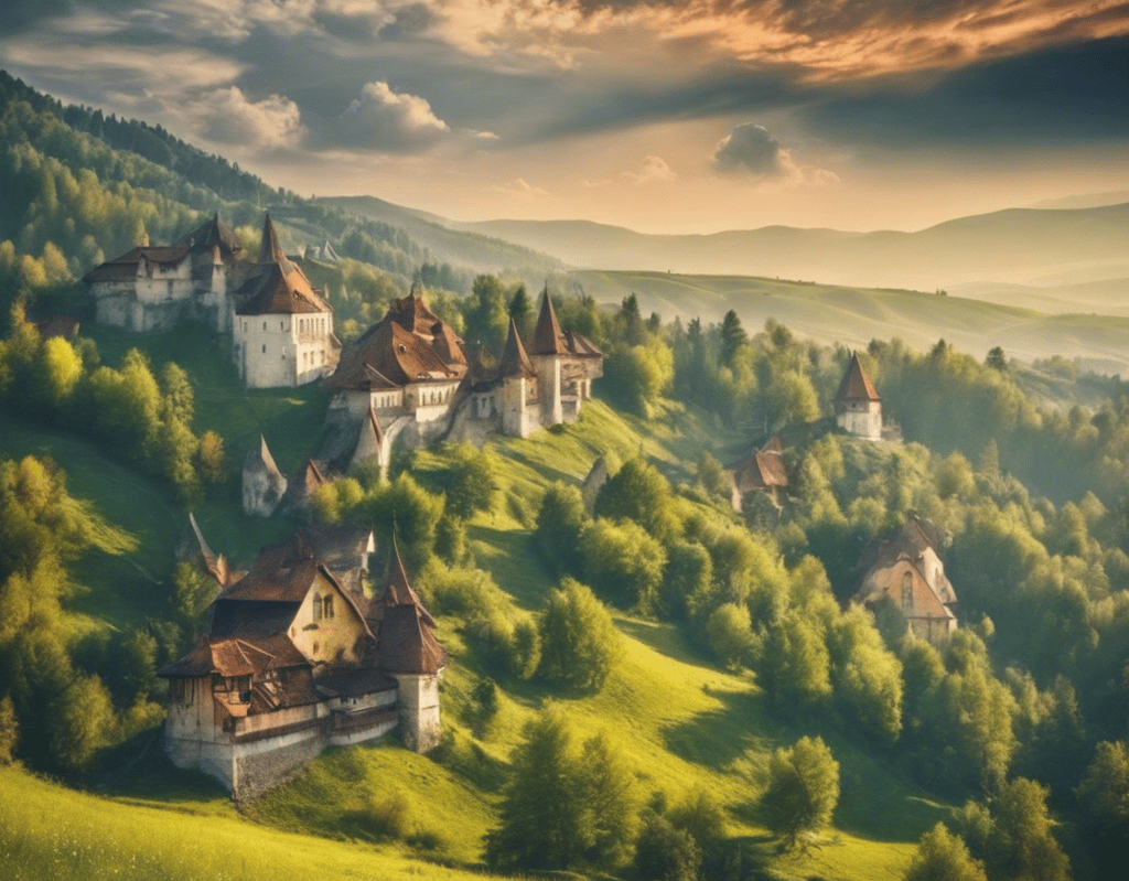 a mountaintop with a castle like structure and a castle like structure