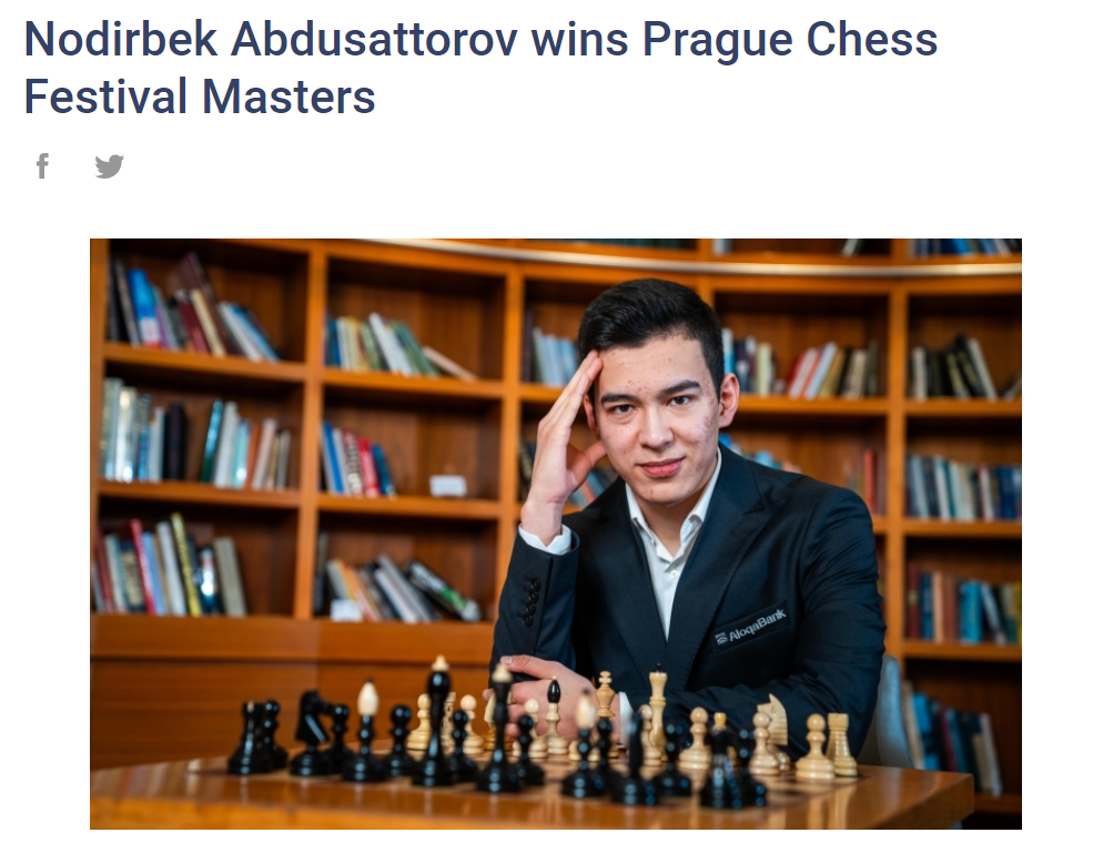 Uzbekistan Chess Nodirbek Abdusattorov wins Prague Chess Festival 2024 Masters