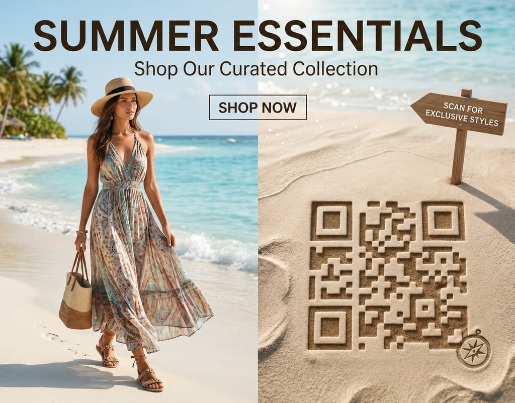 summer fashion qr code on the beach