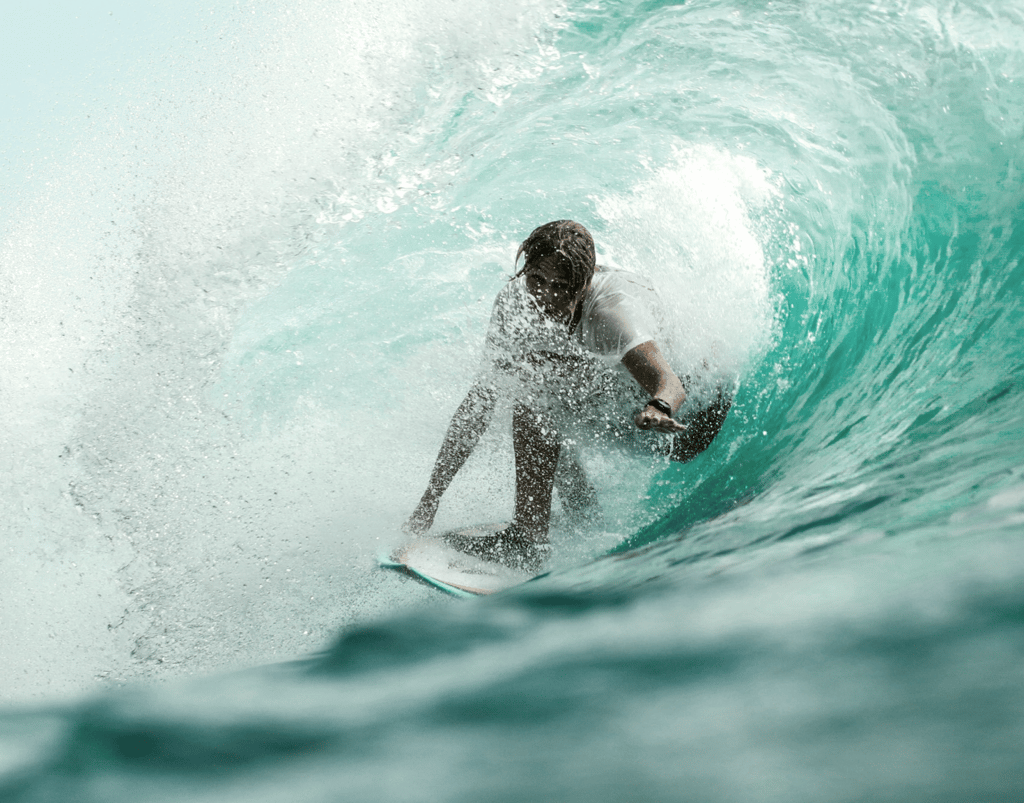 surfer navigating wave