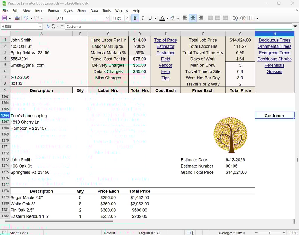 Landscape Estimating Software