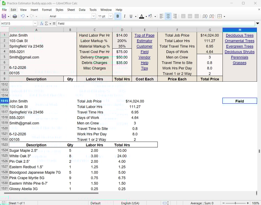 Landscape Estimating Software