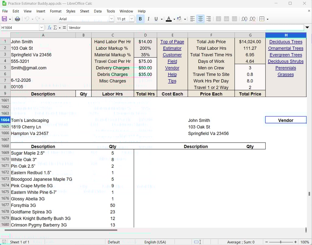 Landscape Estimating Software