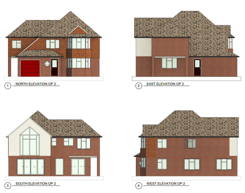 Proposed elevations for a two story rear extension