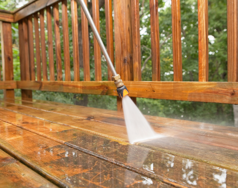pressure washing gunk off residential deck