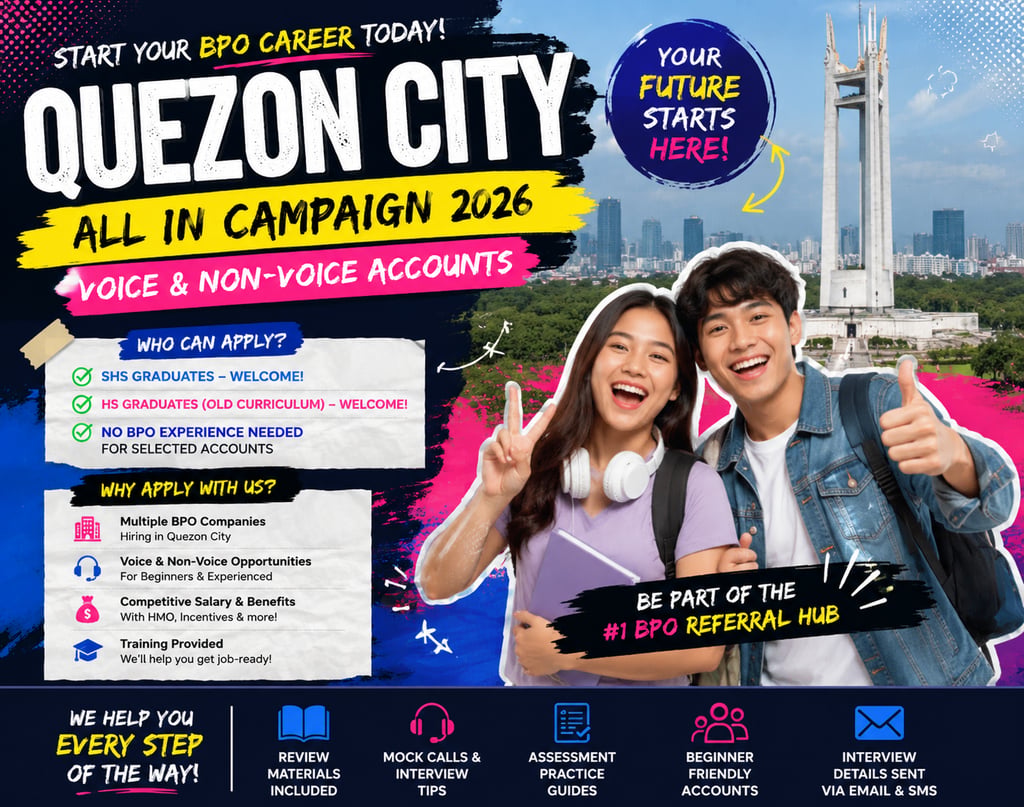 BPO Jobs Call Center Jobs Cyberwest Anonas Quezon City Hiring Jobs Near Me Hiring Near Me