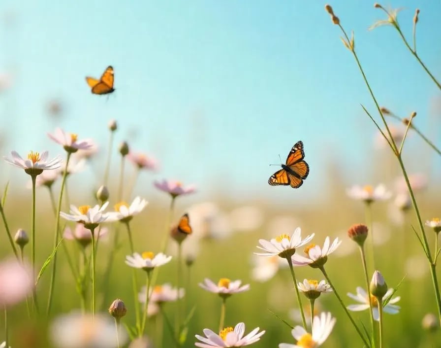 Papillons dans un champ fleuri