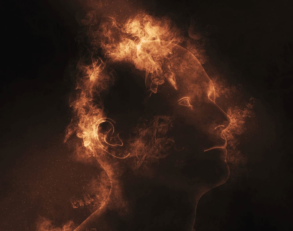 a man with a fire on his face - impulsivity