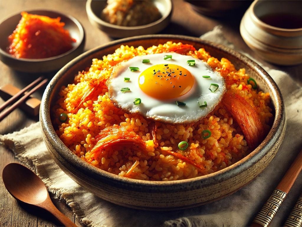 Kimchi Cauliflower Fried Rice with Fried Egg