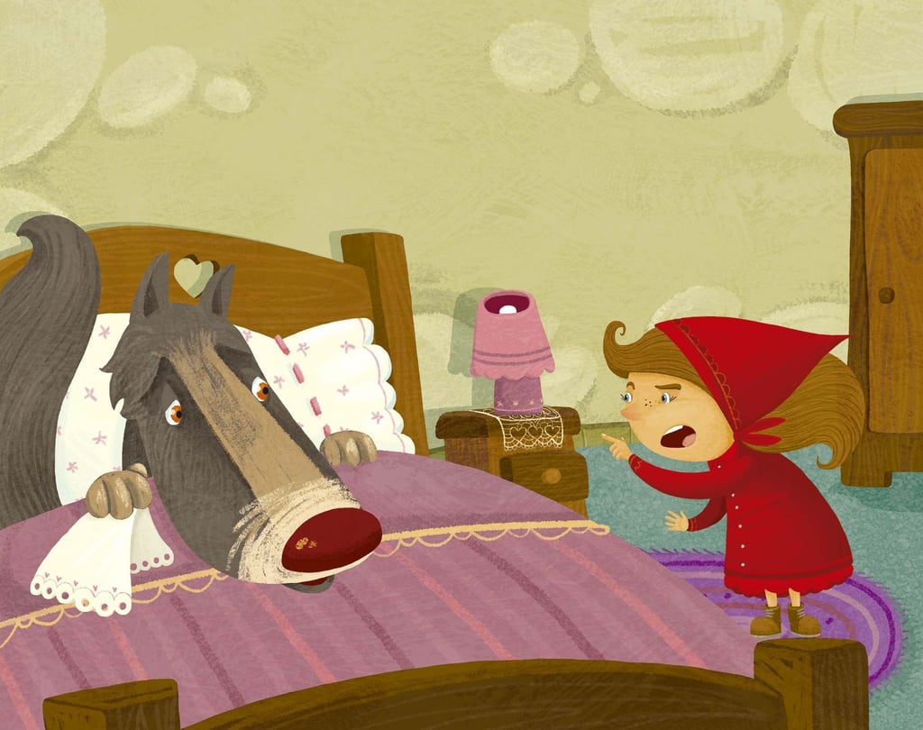 Children’s book illustrator style – pastel colors of Little Red Riding Hood 