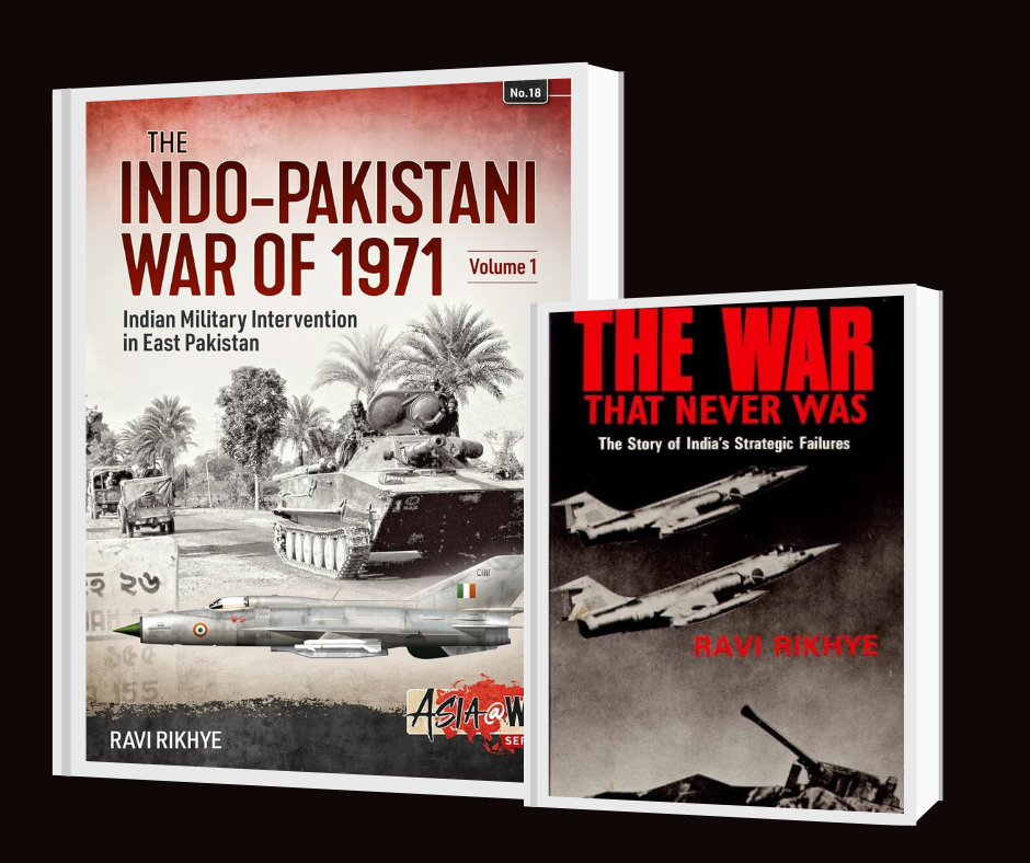 Book covers of “The Indo-Pakistani War of 1971 – Volume 1” & “The War That Never Was” by Ravi