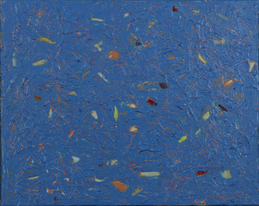 an intuitive painting with blue, abstract painting