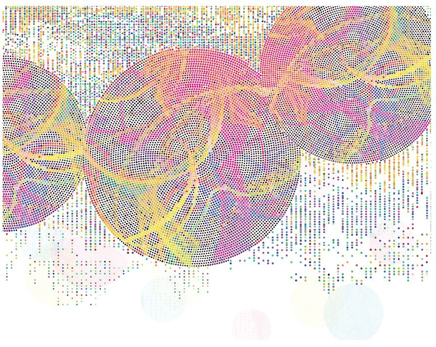 Close-up of Color Dots texture on Dimense Media Matt
