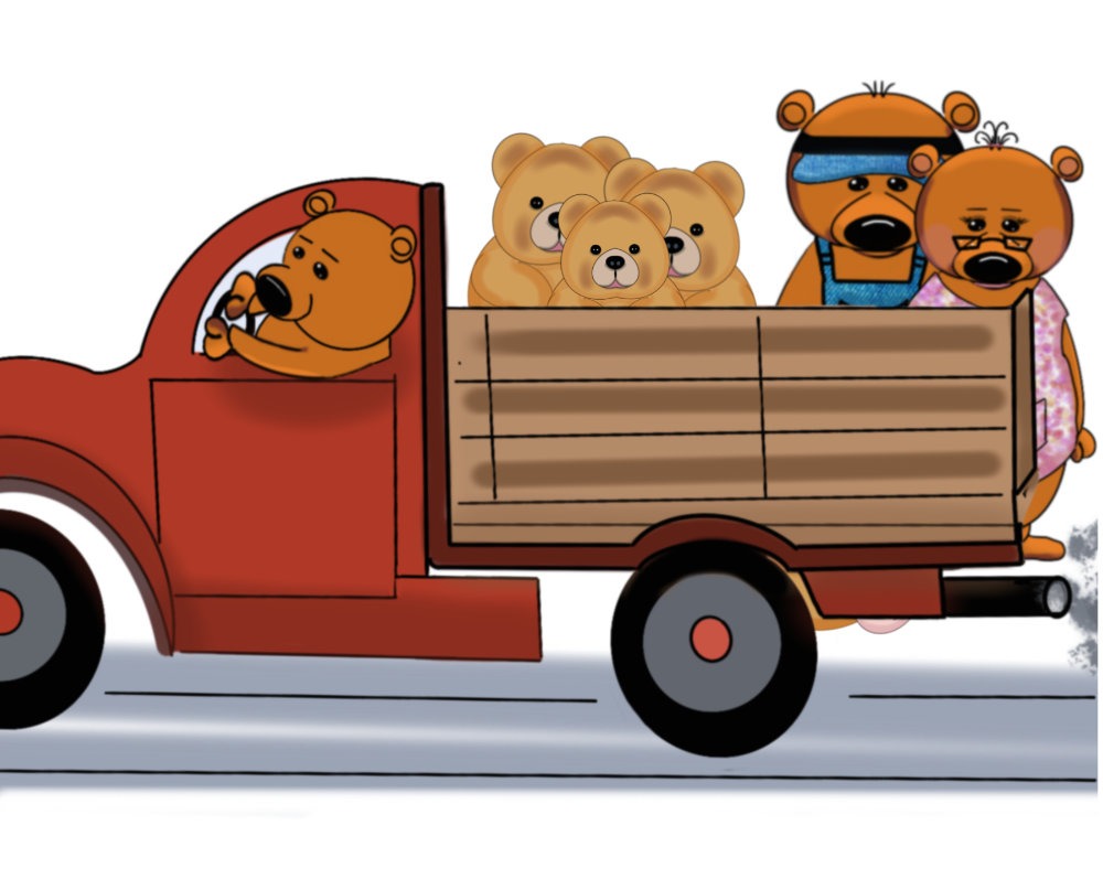 A truck filled with teddy bears