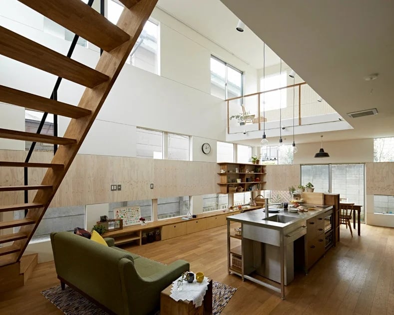 Stylish home interior featuring a custom stainless steel kitchen island and sink by the About SSB team.