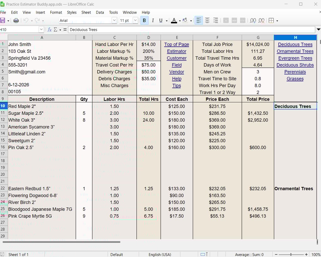 Landscape Estimating Software