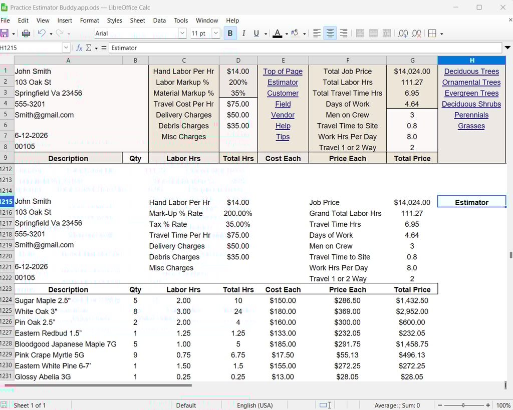 Landscape Estimating Software