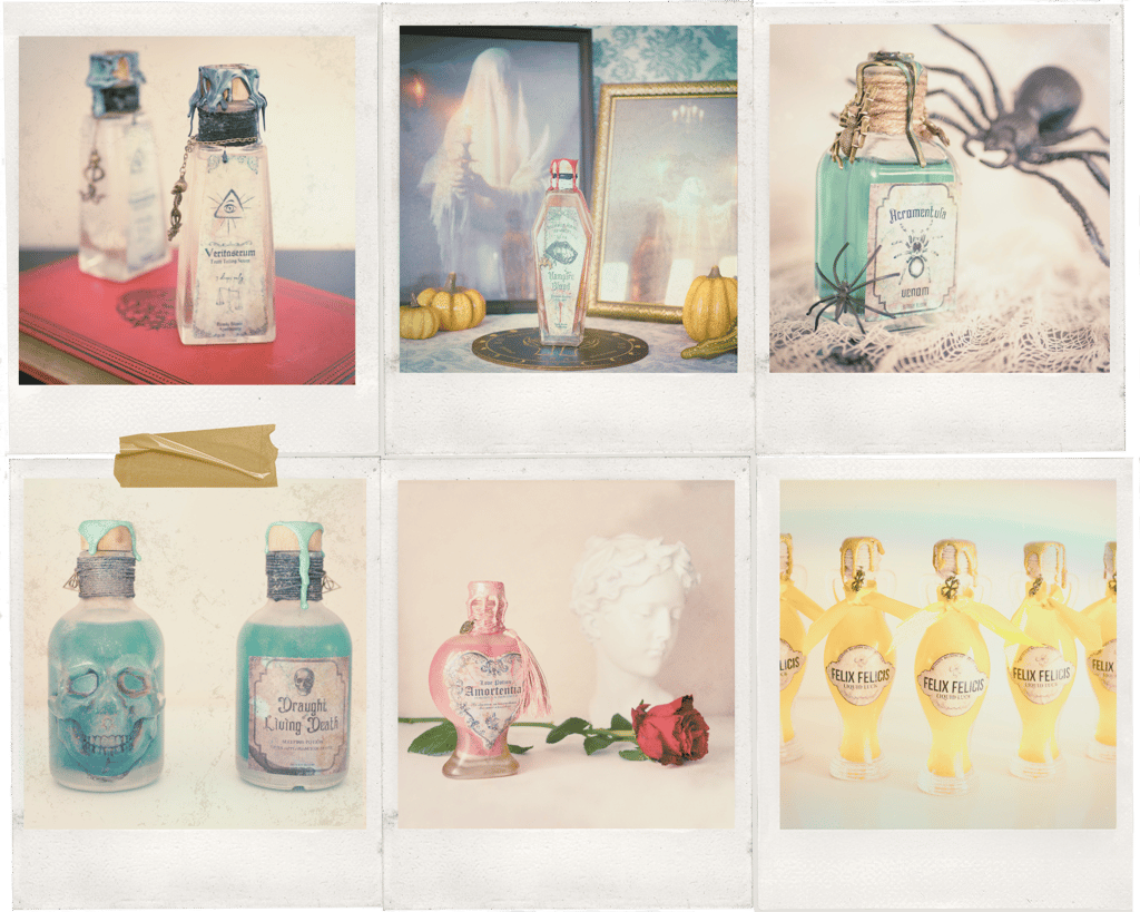 BloodyBloom Apothecary Shop cabinet de curiosité potions magiques décoratives Harry Potter spooky Halloween