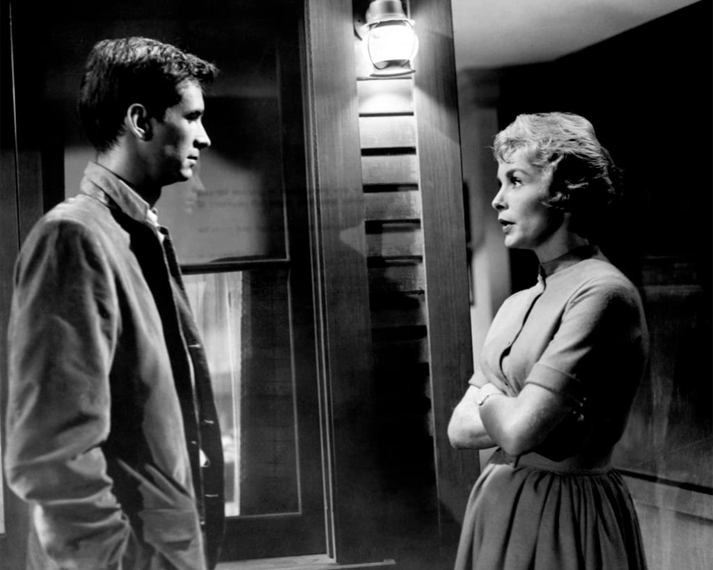 A photo of Anthony Perkins and Janet Leigh from a scene in Alfred Hitchcock's film "Psycho."