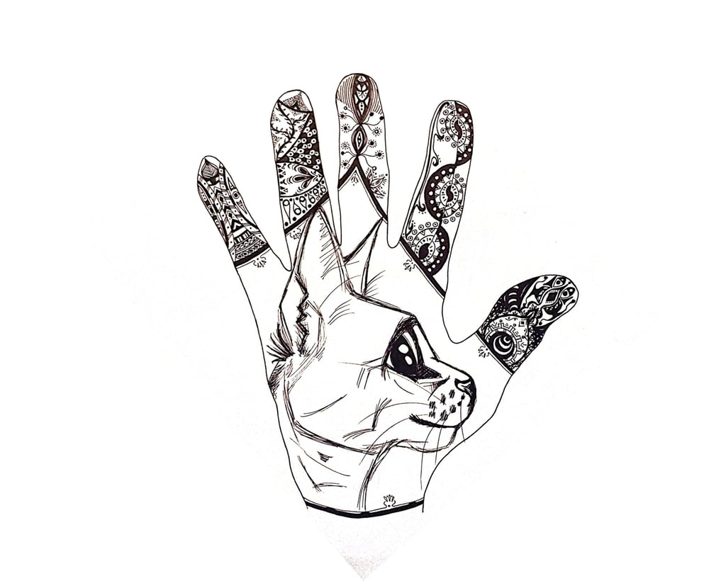 Gepersonaliseerde handomtrek tekening met kat