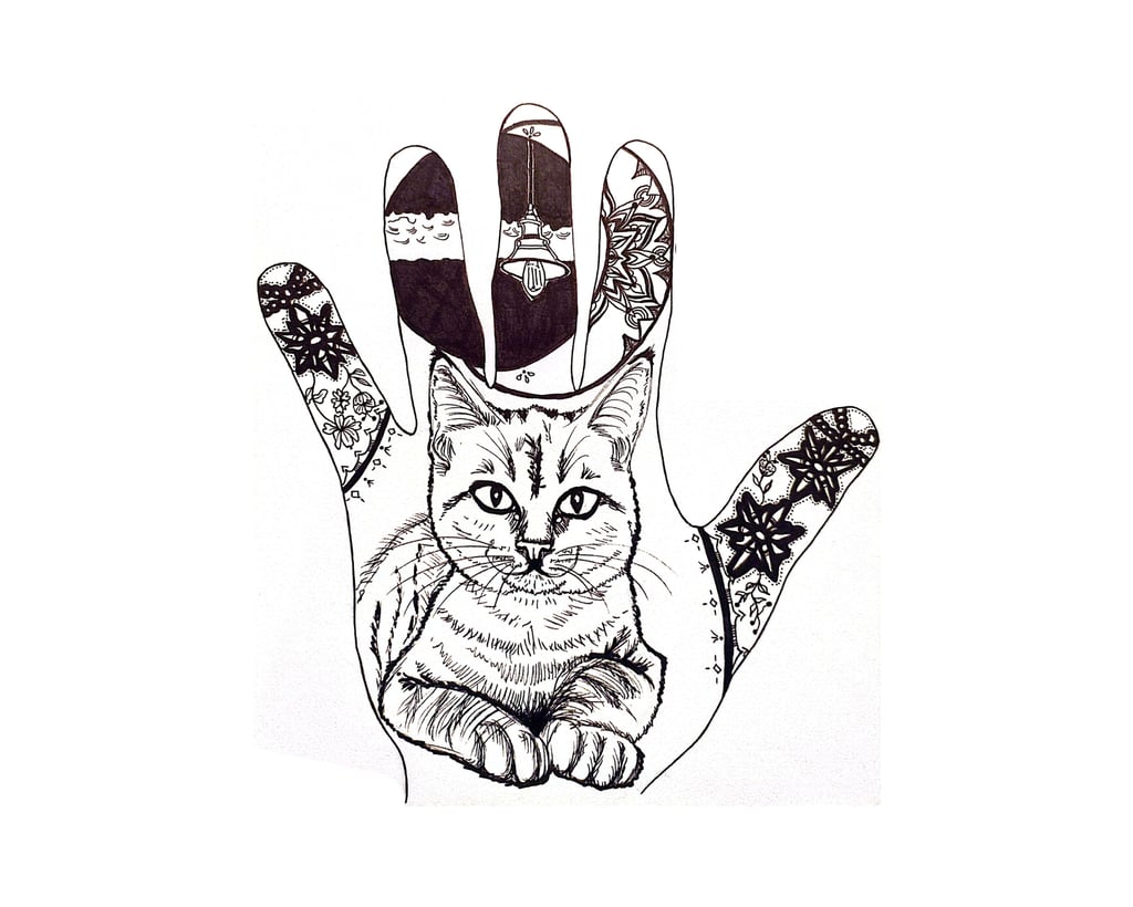 Gepersonaliseerde handomtrek tekening met kat