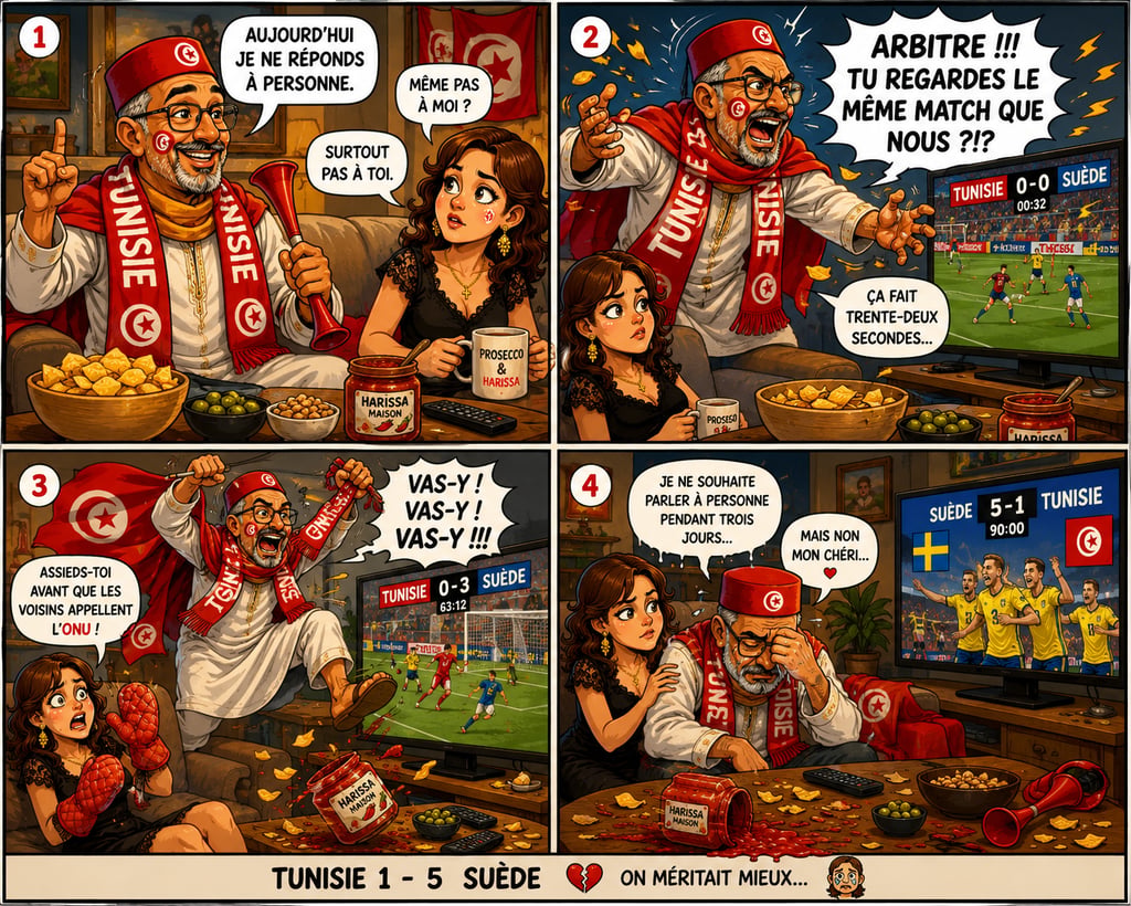 Coupe du monde 2026 ! la tunisie joue et perd...Ridha face au drame
