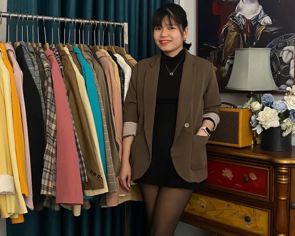 áo khoác blazer nâu secondhand 