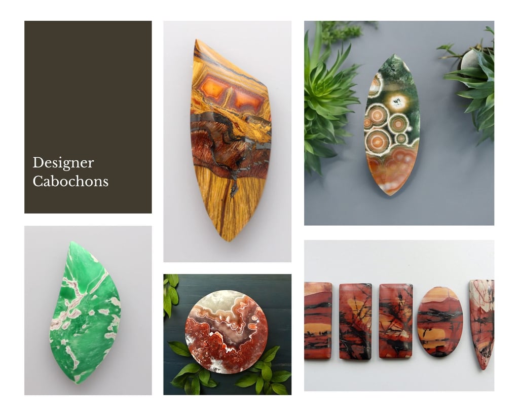 a collage of different types of decorative cabochons