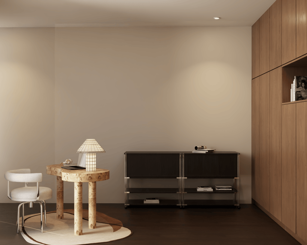 Minimalist study corner in Dubai Marina penthouse