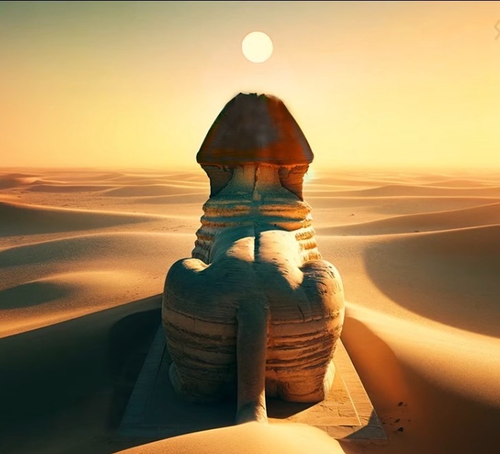 Sphinx gazing directly at sunrise on the Equinox