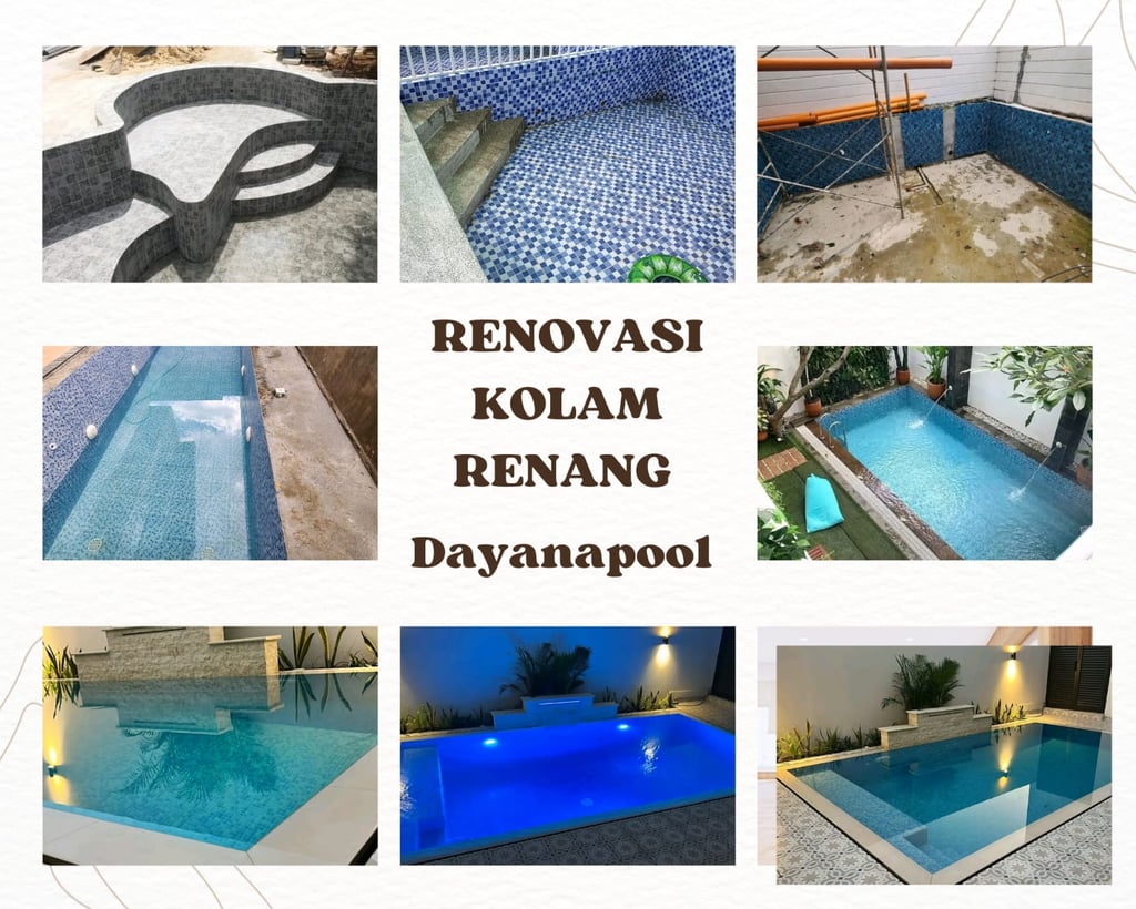 Kolase Kolam Renang yang pernah di renovasi dan gambar saat renovasinya