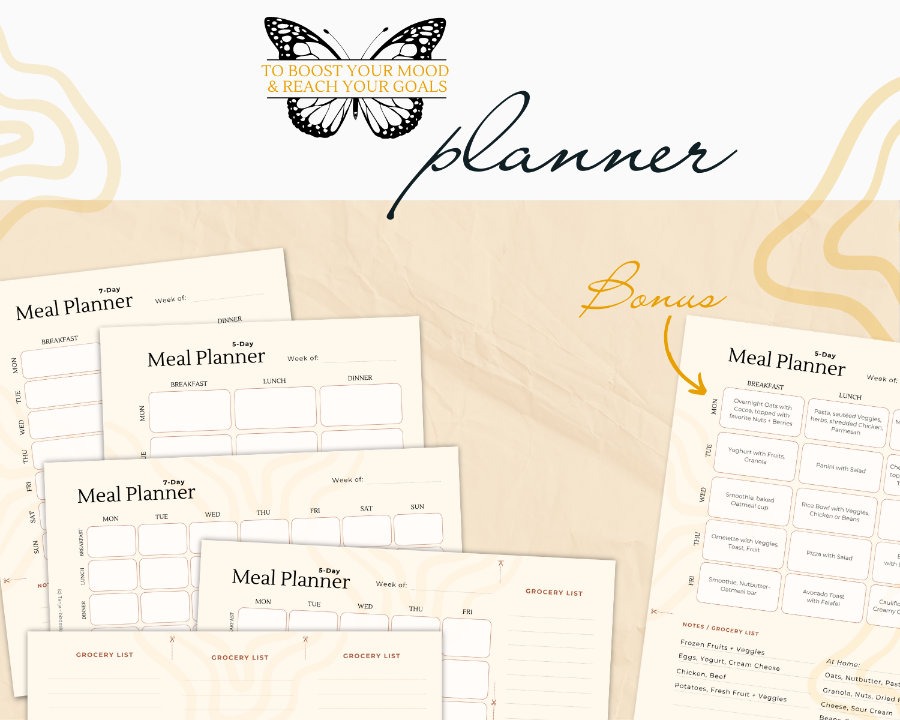 overview templates - weekly meal planner by bizdesignforyou.com