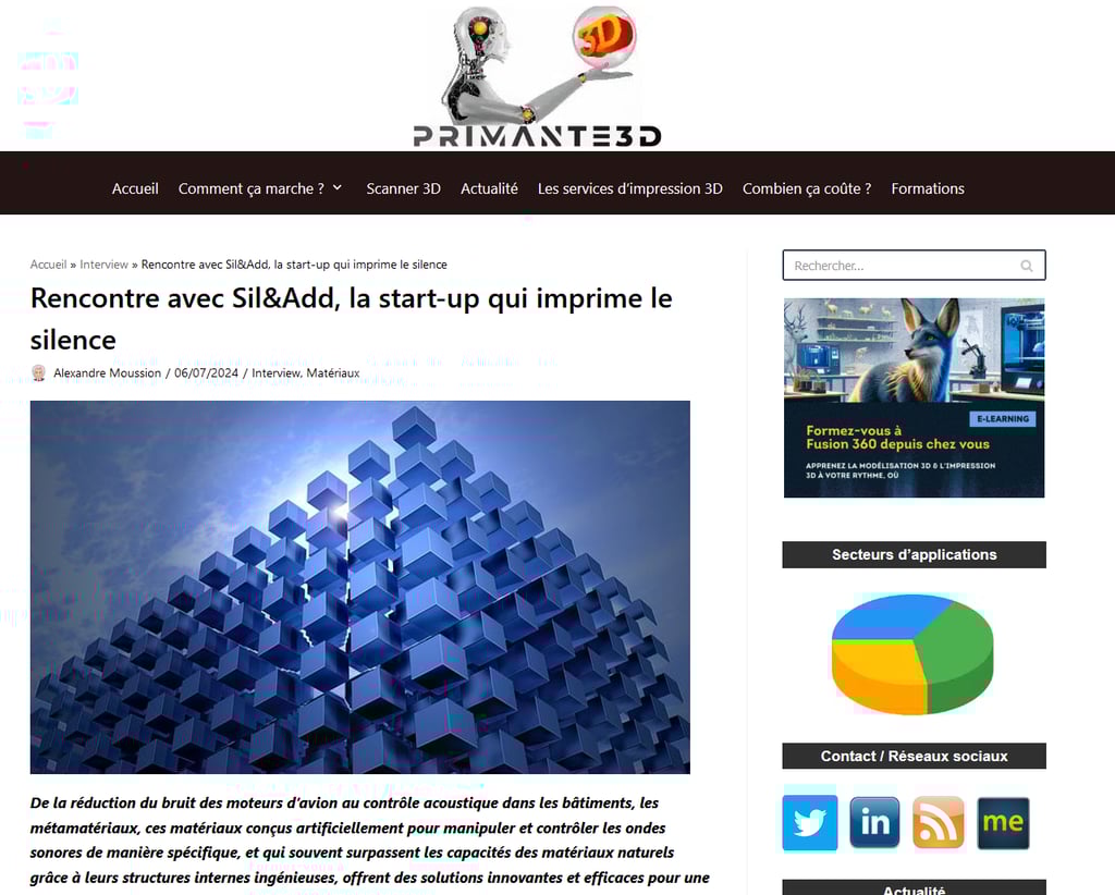capture d'écran du site Primante3D