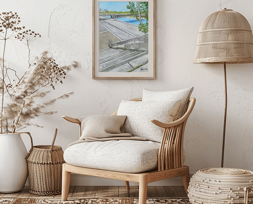 One-of-a-kind original painting "7th Arrondissement" (framed and staged)