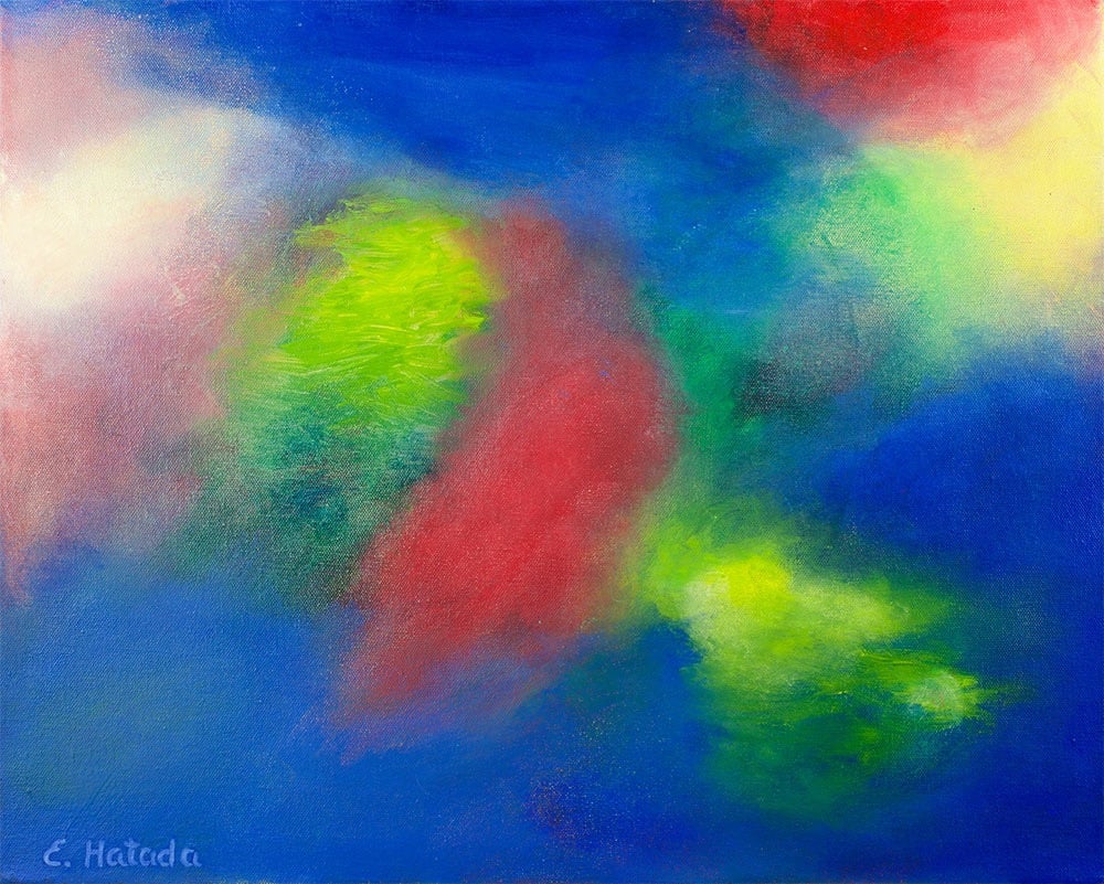 Abstract painting of undefined forms  in water-miscible oil