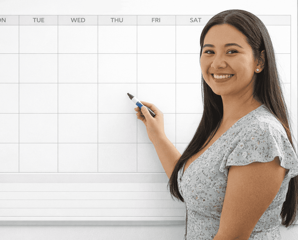Teacher showing the options on her calendar
