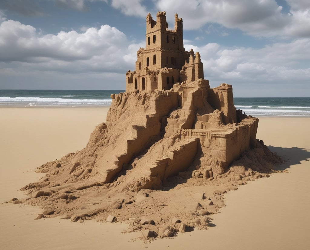 A small house bank with a coin and blank card.