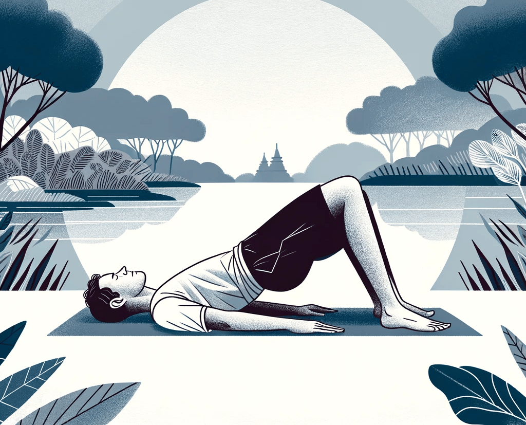 a woman doing yoga exercises in a park
