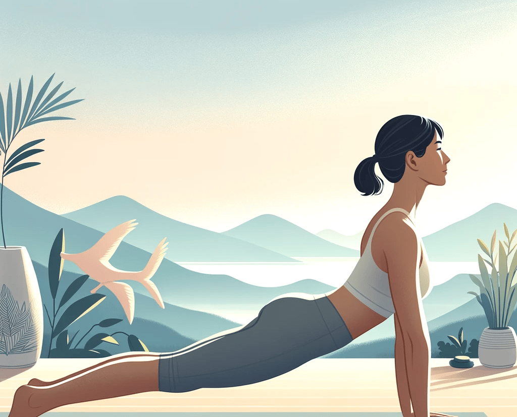 a woman doing yoga exercises on a mat