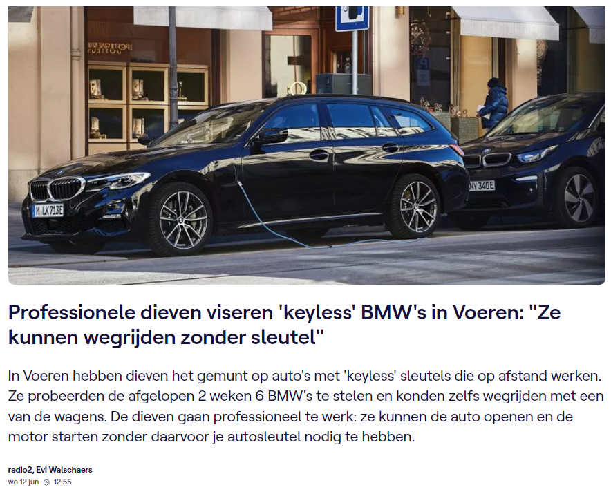 artikel over hacken / stelen op afstand van een auto met een smart key